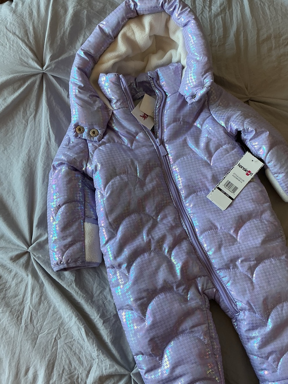 Kensie Girl Iridescent Lavender Puffer Snowsuit